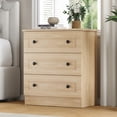 thumbnail image 2 of Farmhouse 3 Drawer Dresser for Bedroom, Small Chests of Drawers, Wood Nightstand Bedside Cabinet End Table, Modern Closet Storage Organizer for Bedroom, Natural, 2 of 10