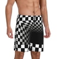 thumbnail image 2 of Kdxio 3d Black and White Checkerboard Print Mens Sleep Shorts Bottoms Soft Comfy Pajama Wear Pants with Drawstring Pockets, 2 of 7