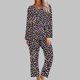 thumbnail image 1 of Puntoco Conjunto de pijama cómodo para mujer, conjunto de pijama con top y pantalones de manga larga con cuello redondo y estampado informal a la moda para mujer, 1 of 5