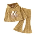 thumbnail image 1 of Odeerbi 1-4 Años Conjunto de Algodón de Punto Elástico Con Capucha Pantalones Acampanados Conjunto de Dos Piezas Sudaderas Con Capucha de Flores Pantalones de Campana, 1 of 8