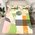 thumbnail image 2 of Homewish Geometric Stripes Circle 3pcs Twin Sheet Sets for Female Men Teens,Vintage Aesthetic Twin Fitted Sheet,Abstract Geometric Breathable Flat Sheet,Breathable Home Decor, 2 of 7