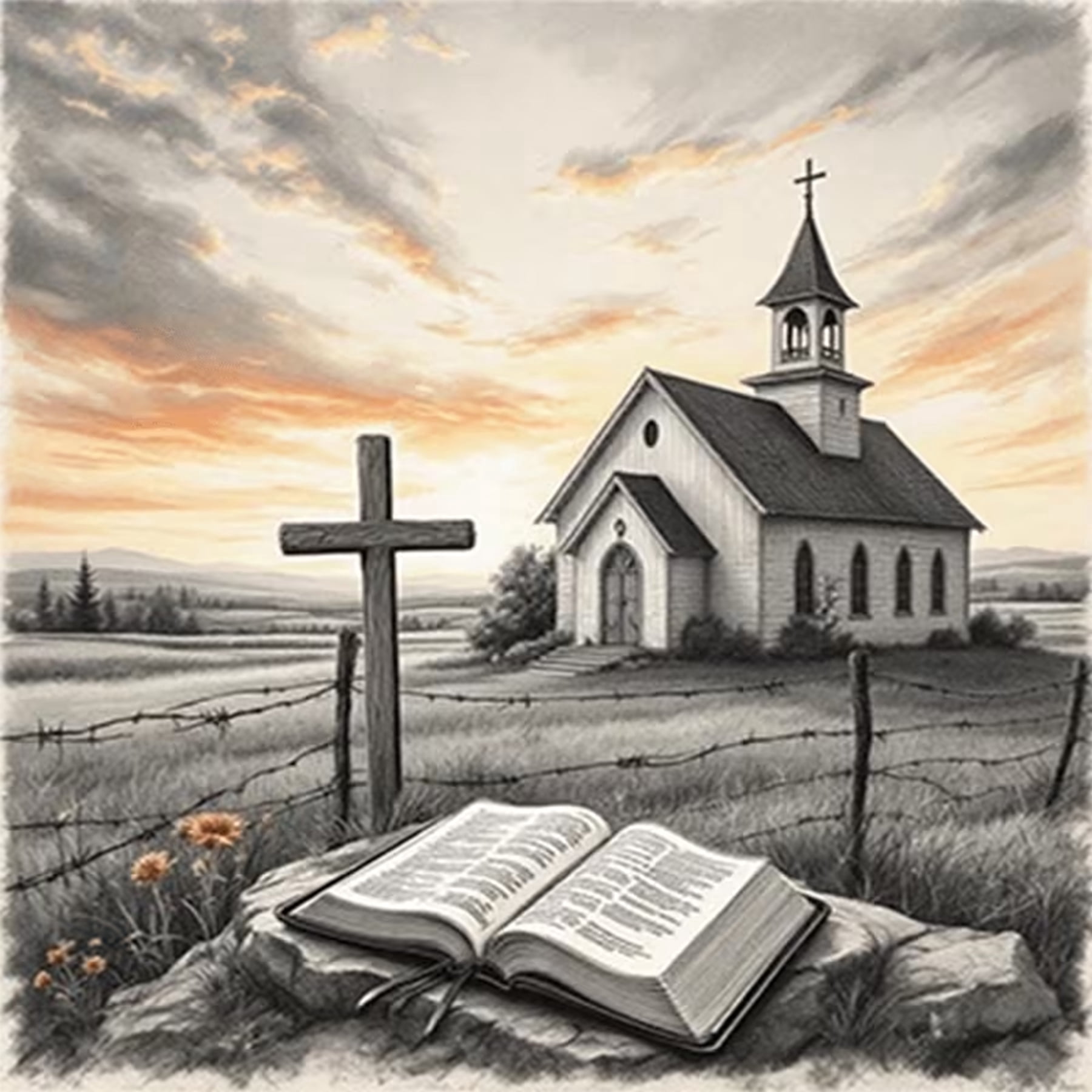 BYGFHLYW Country Church Diamond Painting Kit, 14x14 Inch photo 1
