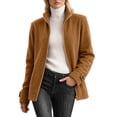 thumbnail image 5 of Maqroz Womens Winter Coats Polar Fleece Jacket Long Sleeve Zip Up Stand Collar Warm Outerwear with Pockets Brown,L, 5 of 5