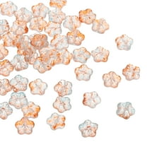 Uxcell Random Glass Flower Beads Transparent Floral Bead Hibiscus Beads Blue/Orange