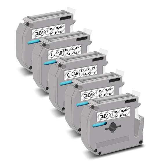 GREENCYCLE 5PK Compatible for Brother P-touch M Tape MK131 M-K131 M131 12mm 0.47" Black on Clear for Brother PT-100 PT-M95 PT-90 PT-70 PT-65 PT-85 Label Maker Refills