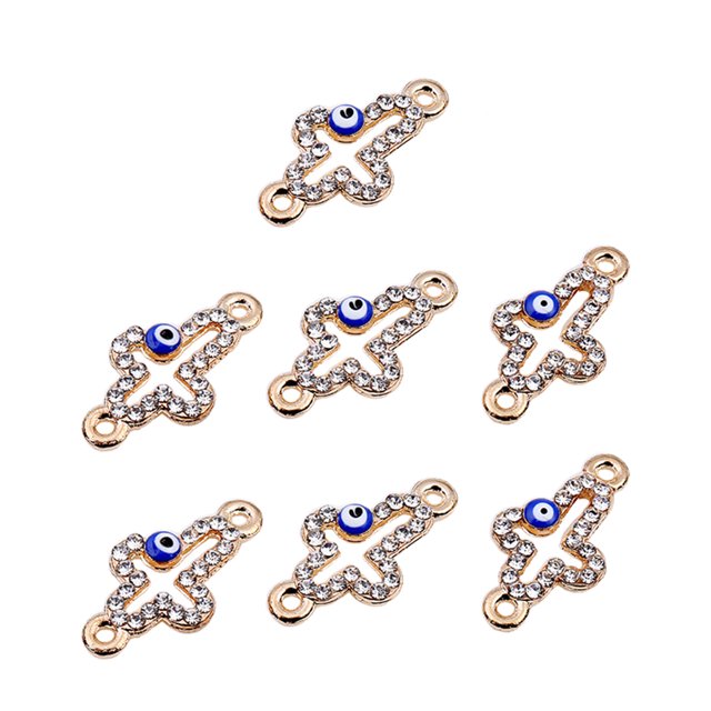 10 piezas de conector de cuentas sueltas de ojo azul, suministro de joyería, colgante colgante para manualidades DIY, accesorios para Ropa, zapatos y accesorios Miscelánea Diamante de imitación blanco Qarigey AP010920-01B