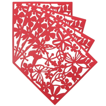 4 Panel Screen China - 4Pcs Chinese Paper-Cutting Art Style Hanging Screen Hollow Out Room Divider Partition Butterfly Bird Flower Panel Wall Home Decoration 16''x16''