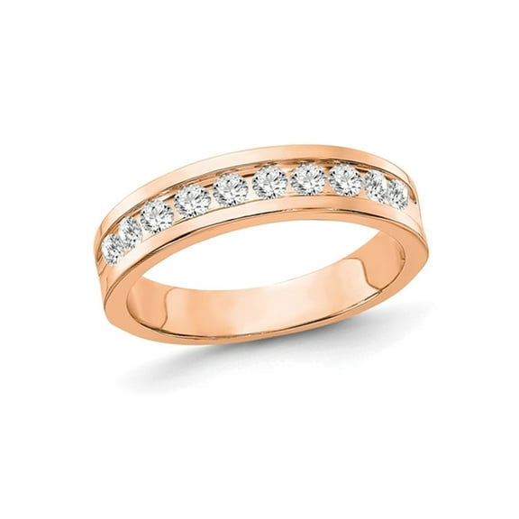 Mens 9/10 Carat (Ctw Color G-H, SI1-SI2) Lab-Grown Diamond Wedding Band Ring in 10K Rose Gold for Men