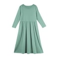 thumbnail image 3 of Big Girls Long Sleeve Dress, Extra Long Maxi Dress with Side Pockets, Cozy Fall & Spring Outfit for School & Party 140Mint Green, 3 of 4