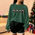 thumbnail image 5 of Turilly Women's Christmas Hoodless Sweatshirts Themed Short Shoulder Long Sleeve Printed Pullover Sweatshirt, 5 of 5