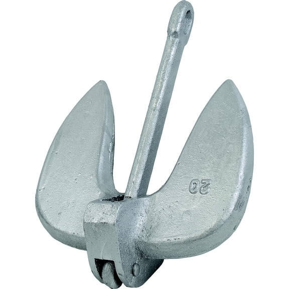 Attwood 9935-1 Cast Iron Navy Anchor - 20 Pound - Aluminum Plated Silver Finish