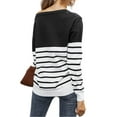 thumbnail image 4 of QELUSQELUS Women Long Sleeve V Neck Stripe Stitching Outwear Sweater Top, 4 of 4