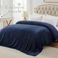 thumbnail image 6 of Exclusivo Mezcla King Size Flannel Fleece Velvet Plush Bed Blanket as Bedspread, Coverlet, Bed Cover (90"x104", Navy Blue), 6 of 11