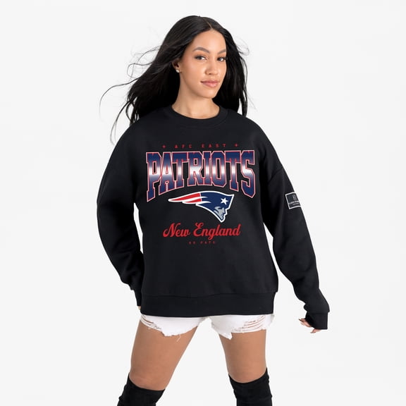 Women's Gameday Couture Black New England Patriots Powerhouse Play Premium Fleece Sweatshirt