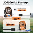 thumbnail image 2 of 20,000mAh Portable Camping Fan with LED Lantern, Rechargeable Battery Operated Outdoor Fan, 4 Speeds, 270° Rotation, Power Bank Function for Tent, Hiking, Fishing, Emergency, Sports & Game Day, Orang, 2 of 8