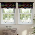 thumbnail image 2 of LALILO Kitchen Curtain Valance Neon Bright Black Rod Pocket Window Curtain 52"x 18" Set of 2, 2 of 6