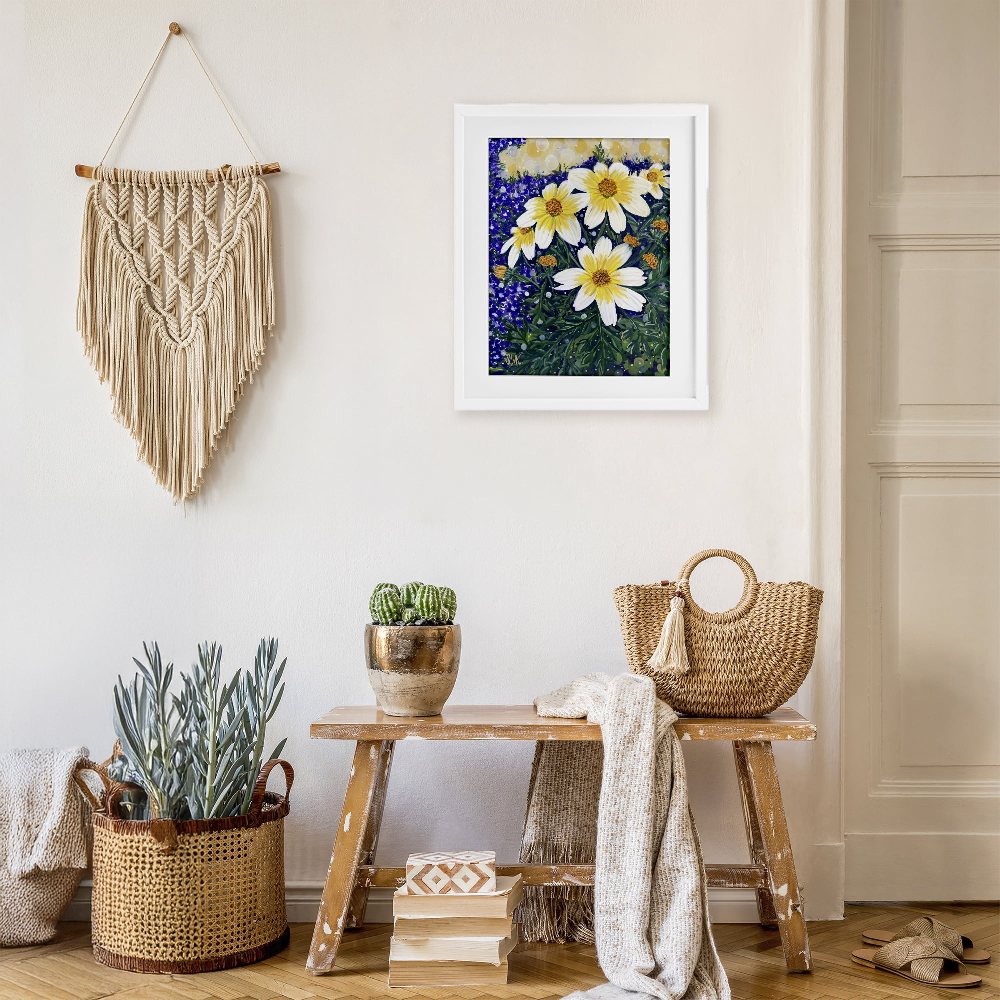 Stupell Industries Summer Garden Cosmos White Framed Print Under Glass, design by Sarah Waldron Kimball