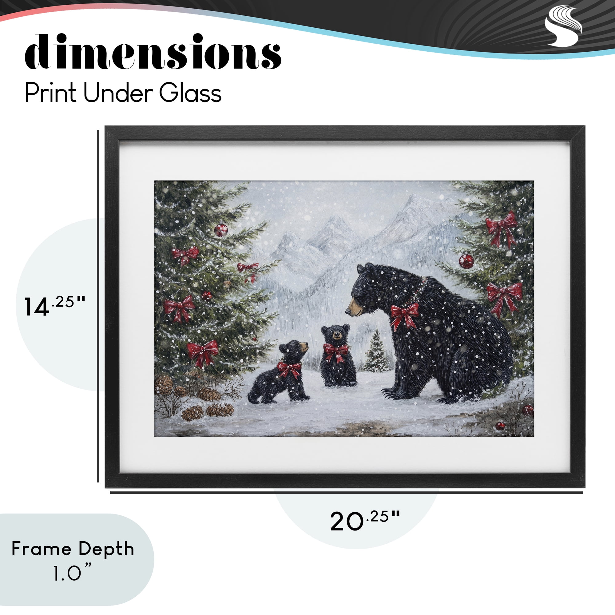 Stupell Industries Christmas Black Bears Black Framed Print Under Glass, design by Tina LeCour
