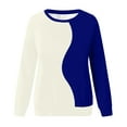 thumbnail image 4 of RRMuAzgs Women's Long Sleeve Tops Color Block Casual Crewneck Sweatshirts Loose Comfy Hoodless Pullover Hoodie, 4 of 5