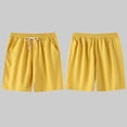thumbnail image 2 of Men's Shorts Summer Fashion Casual Cotton Solid Tether Short Pants for Men Yellow, 2 of 7