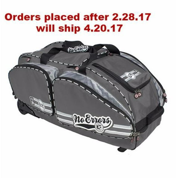 No Error Sports Dinger Baseball Bat Bag with Wheels - Spacious 15 pocket baseball gear bag - Fits 4 Bats, Helmets, Cleats, Gloves - Hangs on Fence