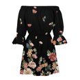 thumbnail image 4 of Robe d'Été pour Femmes 2024 Mode Grande Taille Col Rond Ligne A Imprimée Décontractée Manches Courtes à Volants 50 % de Réduction Liquidation!, 4 of 5