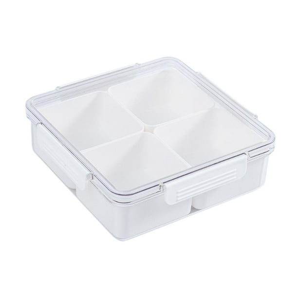 Bandeja para servir dividida, moderna y portátil, para guardar aperitivos y alimentos en el frigorífico. Cuadrado