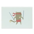 thumbnail image 1 of Japanese Cutting Board, Crime Fighter Ninja Cat and Heart Cartoon Superpower Animal Fighter Funny Design, Decorative Tempered Glass Cutting and Serving Board, Large Size, Red Brown, by Ambesonne, 1 of 1