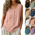 thumbnail image 2 of Womens Summer Linen Tank Tops Boho Wide Strap Sleeveless Tops Floral Embroidered Blouses Flowy Bohemian Causal Shirt (XL,Pink), 2 of 8