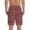 thumbnail image 3 of Kdxio Red Floral Print Mens Sleep Shorts Bottoms Soft Comfy Pajama Wear Pants with Drawstring Pockets, 3 of 7
