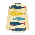 thumbnail image 3 of Women's Vintage Distressed Shirts Fish Printed Blouse with Lapel Loose Fit Button-Up Pullover Chest Pocket Long Sleeves Trendy Tunic Length Top for 2025 Autumn Casual Outfits, 3 of 5