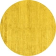 thumbnail image 1 of Ahgly Company Indoor Round Solid Yellow Modern Area Rugs, 3' Round, 1 of 4