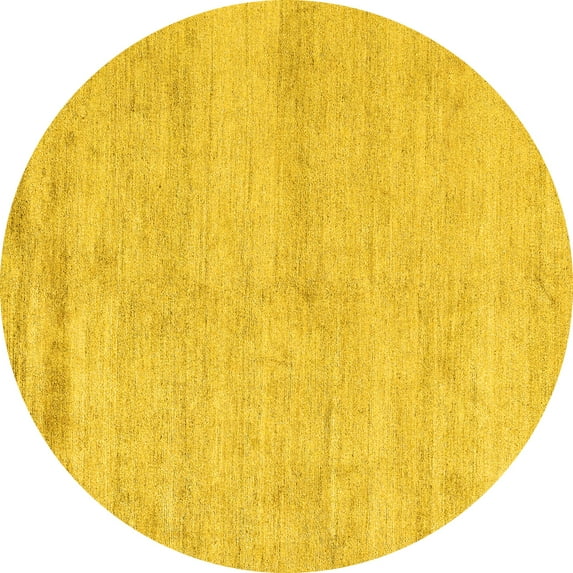 Ahgly Company Indoor Round Solid Yellow Modern Area Rugs, 3' Round