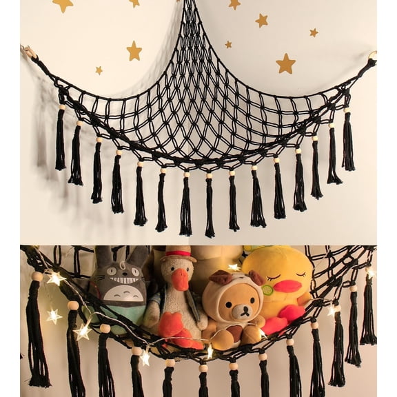 ZYHYPWW Corner Stuffed Animal Storage Hammock, Wall-Mounted Plush Toy Net Organizer for Bedroom, Living Room, Wall Decor