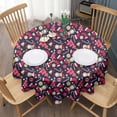 thumbnail image 3 of Dark Blue Christmas Pattern Round Tablecloth 60"x60",Wrinkle Wipeable Table Cloth for Kitchen Dining Room Picnic Patio Party, 3 of 6