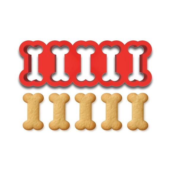 Mini Dog Bone Cookie Cutter Strip – 5 Bones (1" Each) – Perfect for Pet Treats & Baking