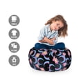 thumbnail image 2 of Bohemian Storage Toy Bag Chair, Repetitive Ombre Colored Lotus Flowers and Crescent Moon Print, Stuffed Animal Organizer Washable Bag, Small Size, Dark Blue Grey and Multicolor, by Ambesonne, 2 of 3