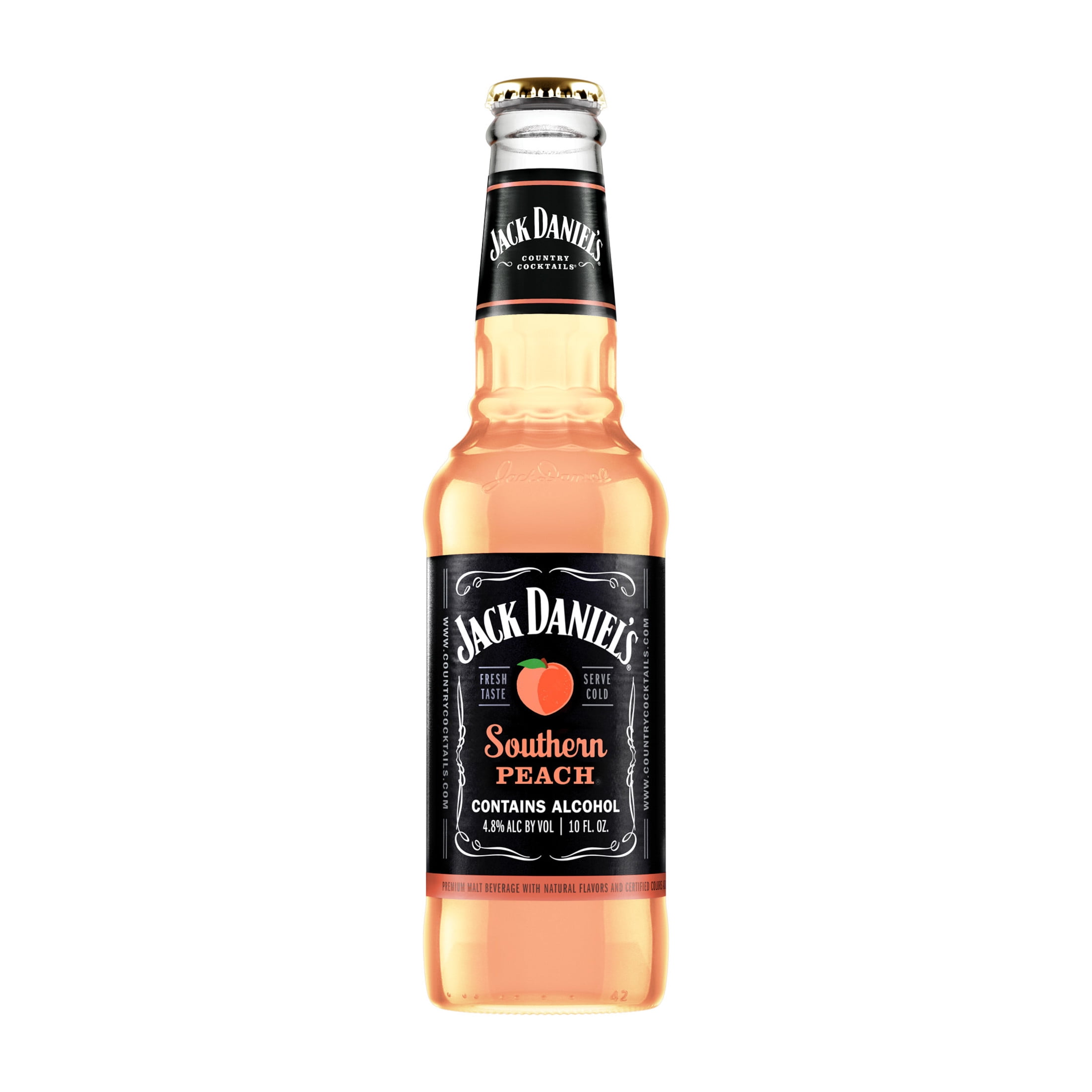 Jack Daniel's Southern Peach Malt Beverage, 6 pack, 10 fl oz Bottle, 4.8% ABV