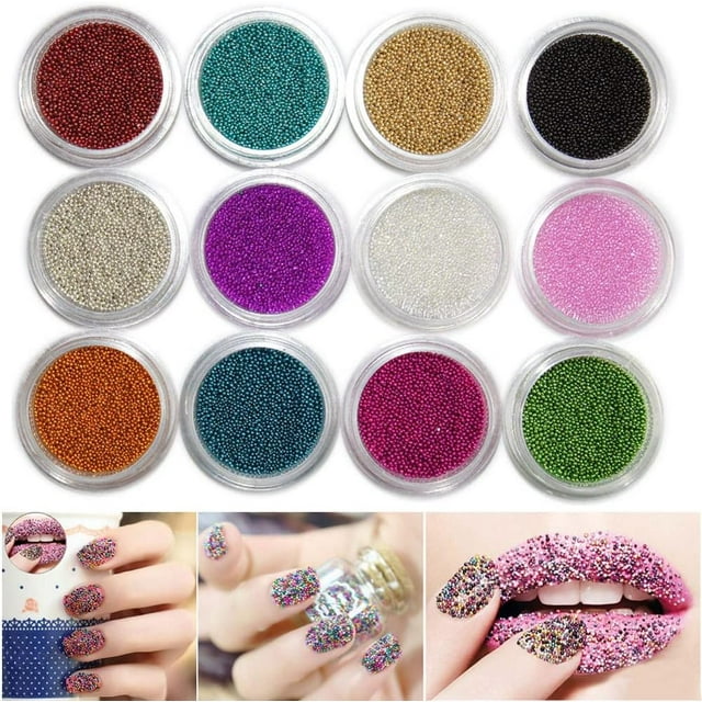 DIY Crafts & Nail Art Beads | 12-Color Micro Caviar Mini Diamonds | Multicolor Small 3D Decorations