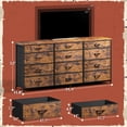 thumbnail image 4 of 55" Long Dresser for Bedroom with 9 Big Drawers & 3 Small Drawers TV Stand for 60 inch TV Entertainment Center, Rustic Brown, 4 of 11