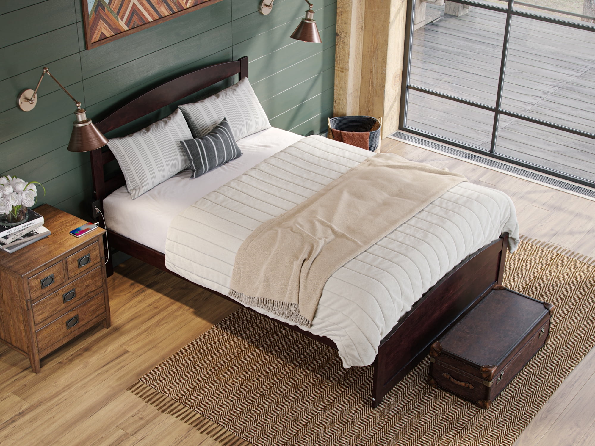 AFI Warren 14" Full Wood Platform Bed Frame with Headboard and Footboard, Espresso