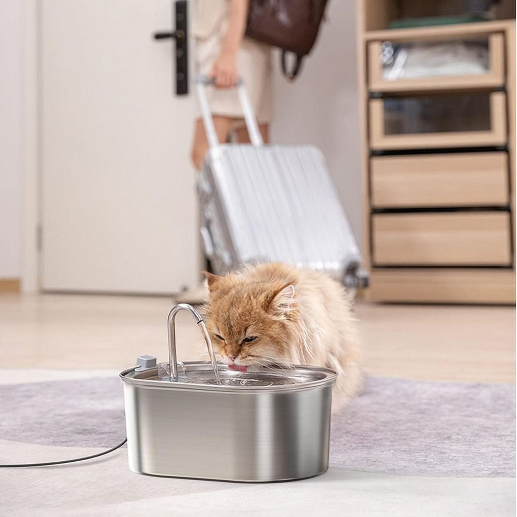 Lksixu Cat Water Fountain, 108oz/3.2L Stainless Steel Automatic Pet Water Fountain with Quiet Pump and Filters, Food Grade BPA-Free Dog Water Dispenser with 2 Flow Modes, Suitable for a Variety of Pet
