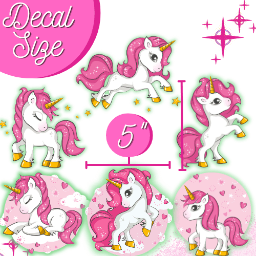 Glow in The Dark Unicorn Wall Decals(Pink) - Quality Peel and Stick Vinyl Stickers - Wall Decor for Kids & Classroom – Set of 96 Glowing Unicorns, Rainbows, Hearts, & Stars