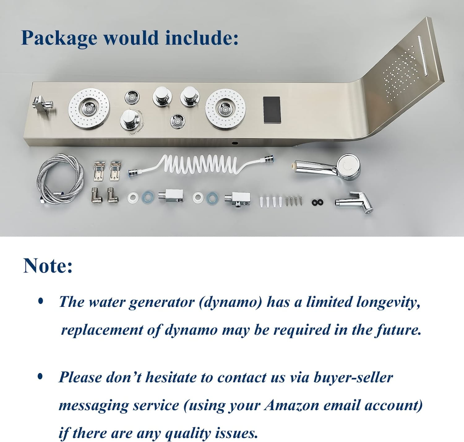Zovajonia Led Shower Panel Tower System,50 Inch Multi-Function Shower Tower ，Waterfall Showerhead，Shower jets，Brushed Nickel Rain Shower System