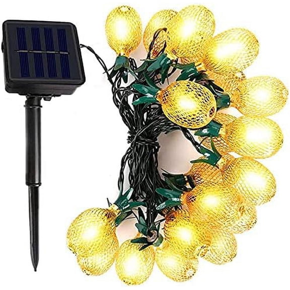 LINLIN Solar Metal String Fairy Lights, 5M 20LED Pineapple Light String Waterproof Fairy String Lights Moroccan Wrought Iron Lamp for Indoor Outdoor Garden Patio