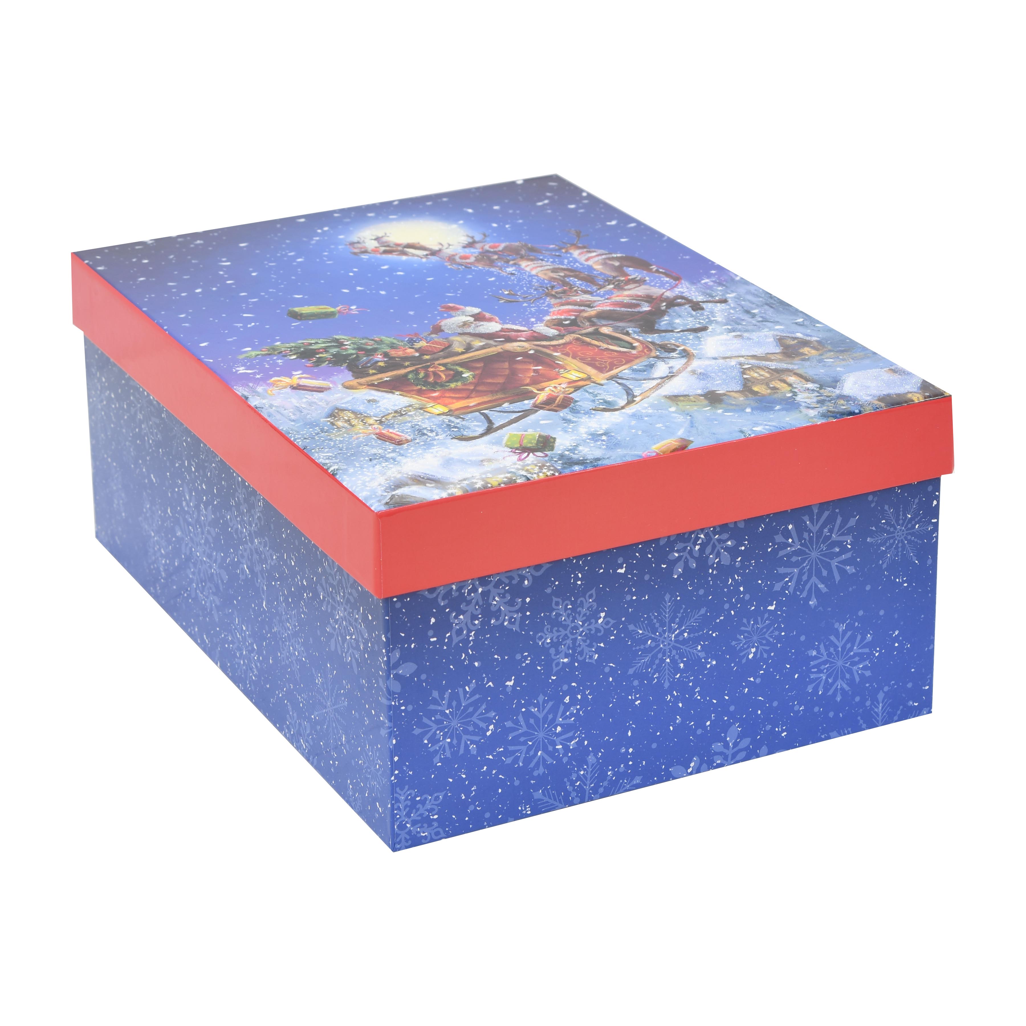 Holiday Time Extra Large Rectangular Present Box, Santa Claus on his Sleigh - Walmart.com