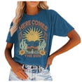 thumbnail image 5 of QHWAUAKFBN Womens T Shirts Graphic Here Comes The Sun Graphic Tees Retro Vintage Hippie Tshirts Top, 5 of 5