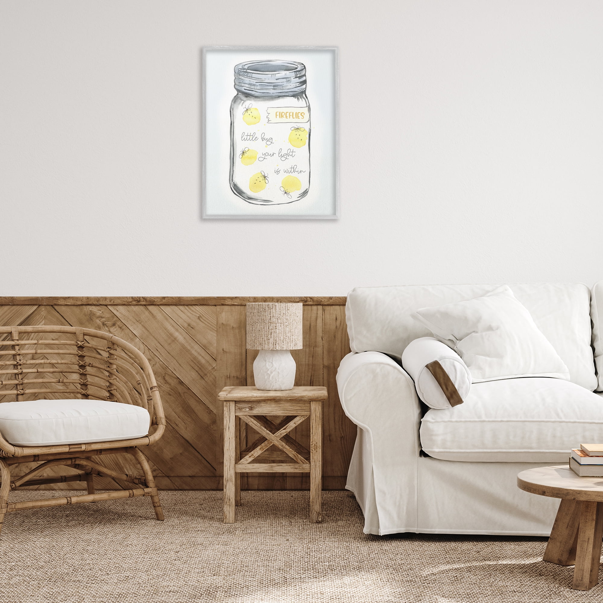 Stupell Industries Firefly Light Phrase Typography Painting Gray Framed Art Print Wall Art, 24 x 30