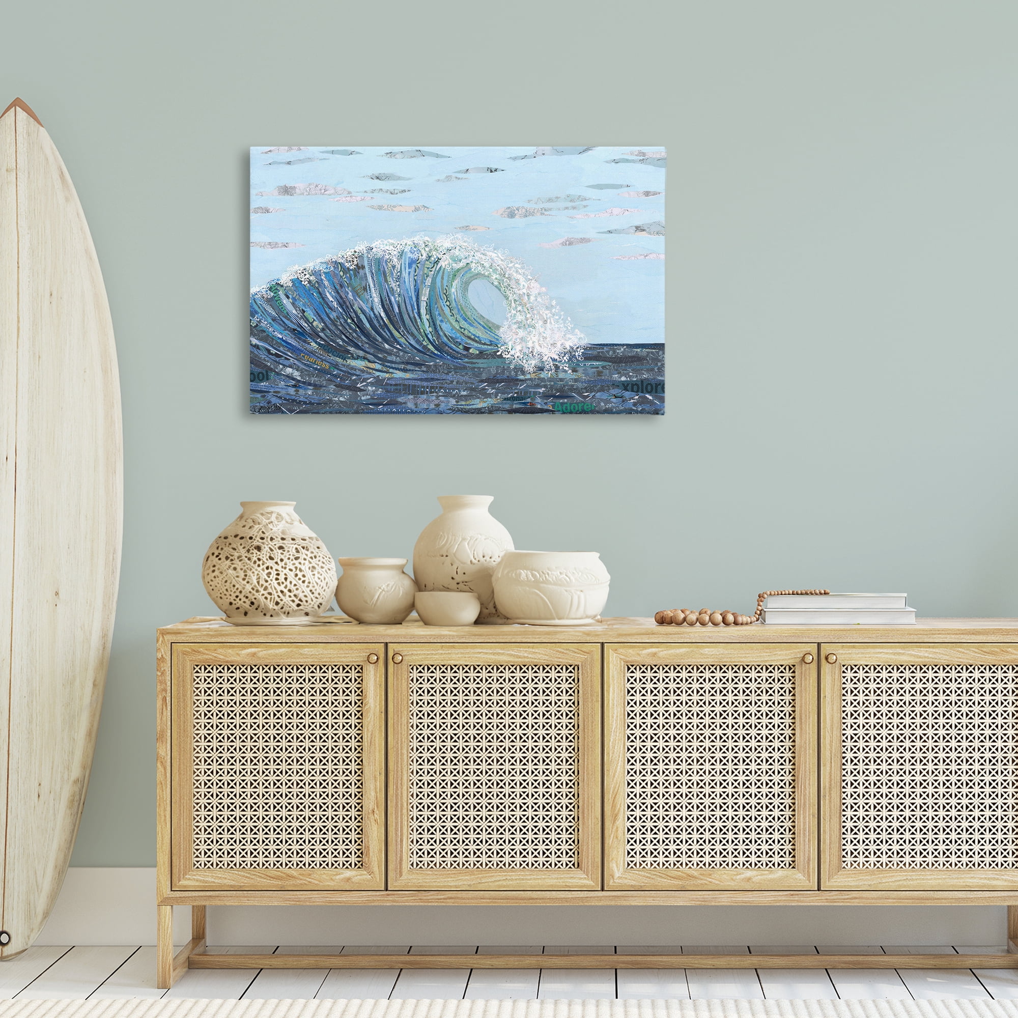 Stupell Industries Big Kahuna Wave Landscape Painting Gallery Wrapped Canvas Art Print Wall Art, 36 x 24