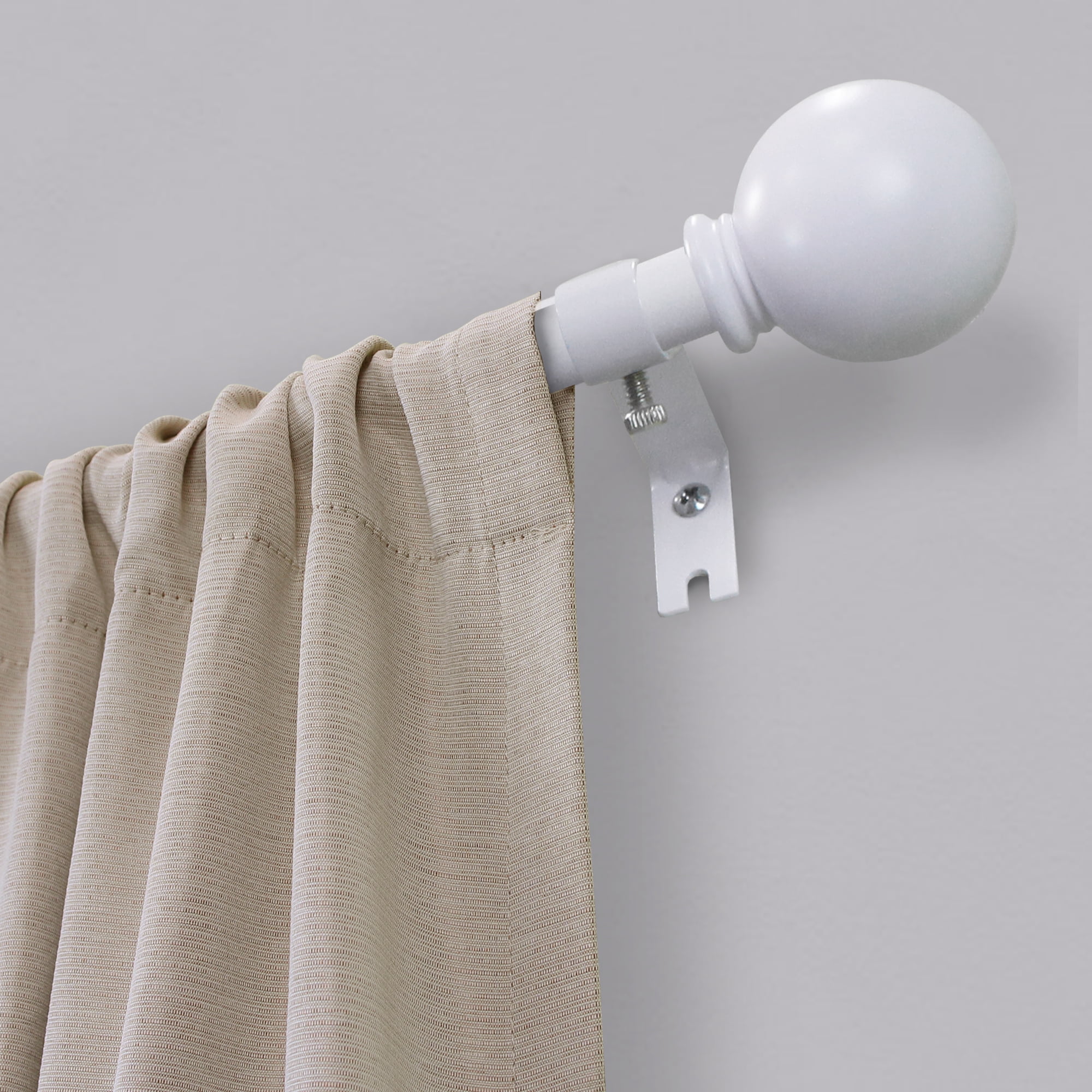 Mainstays 1/2" White Ball Adjustable Single Curtain Rod, 48-84"